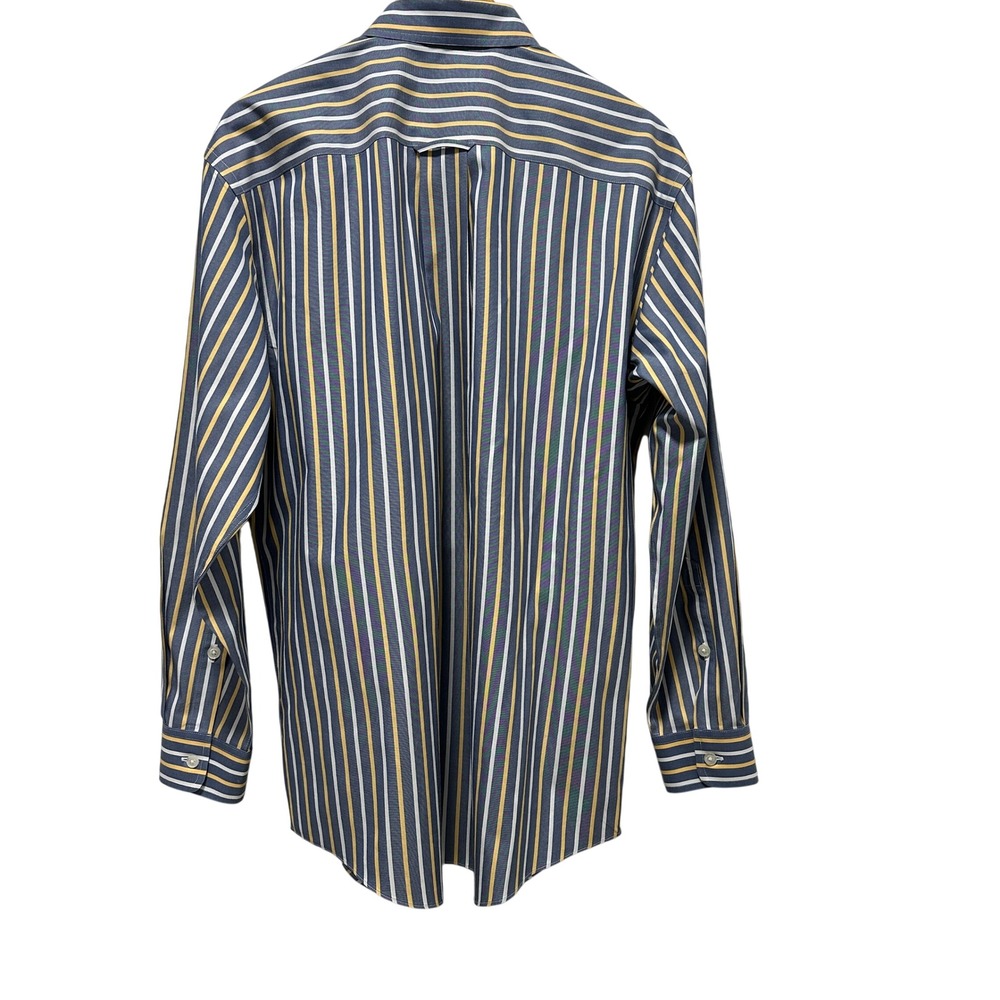 Orvis Classic Fit Shirt Mens Large Blue Yellow Stripe Button Down Cotton - Picture 6 of 6